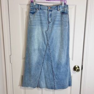 EST. 1946 Denim Maxi Skirt in Light Blue wash